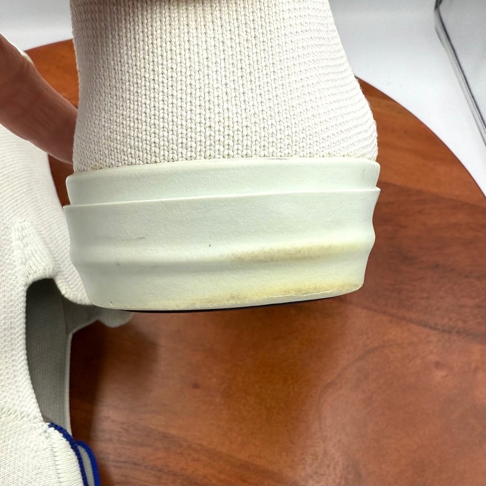 Rothy's The City Slip On Sneaker Womens 9.5 White Blue Trim Knit Classic Comfort - Picture 15 of 15